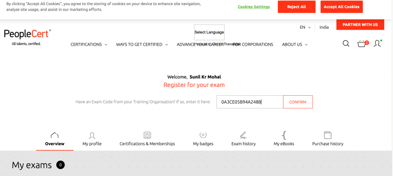 PeopleCert Create Account Screenshot